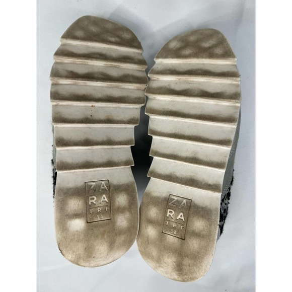 ZARA Chunky Sole Tweed Platform Retro Vegan Leather Sneakers Size 38/ US 7.5 - Picture 9 of 9